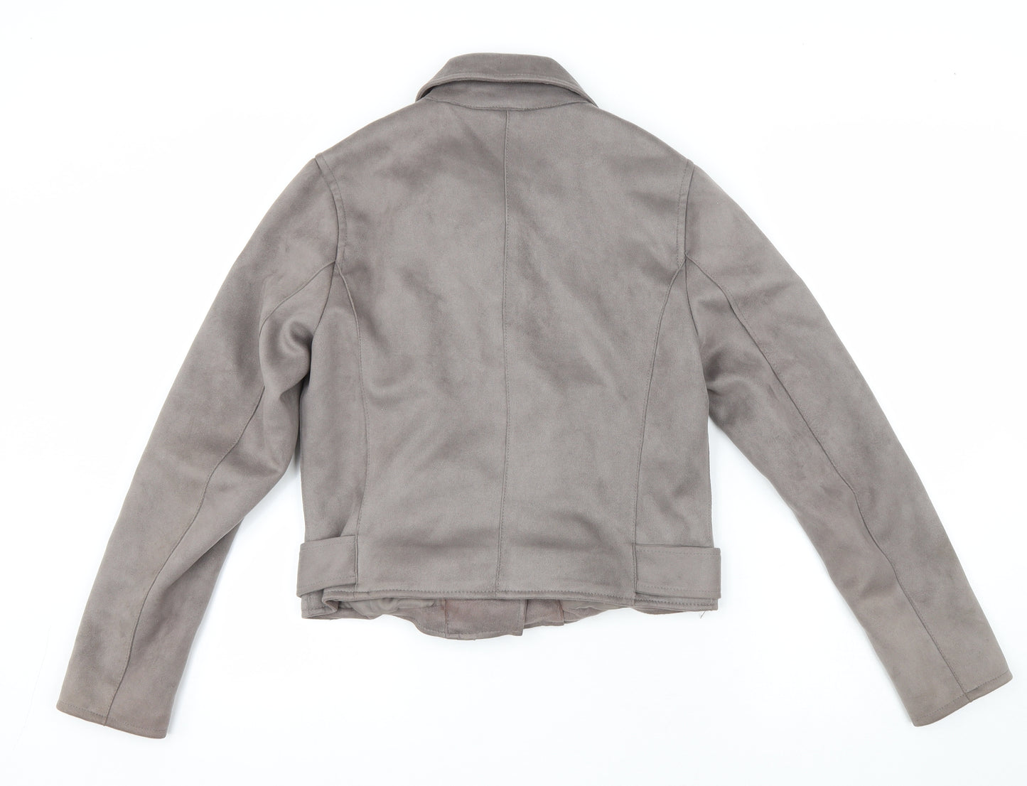 New Look Womens Grey Biker Jacket Size 10 Zip