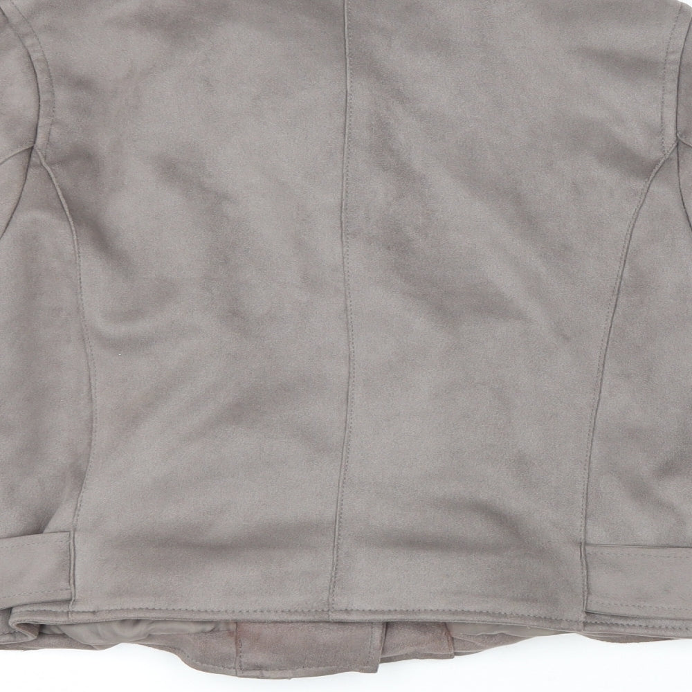 New Look Womens Grey Biker Jacket Size 10 Zip