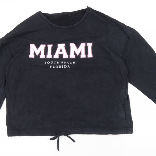 PEP & CO Womens Black Cotton Pullover Sweatshirt Size L Pullover - Miami