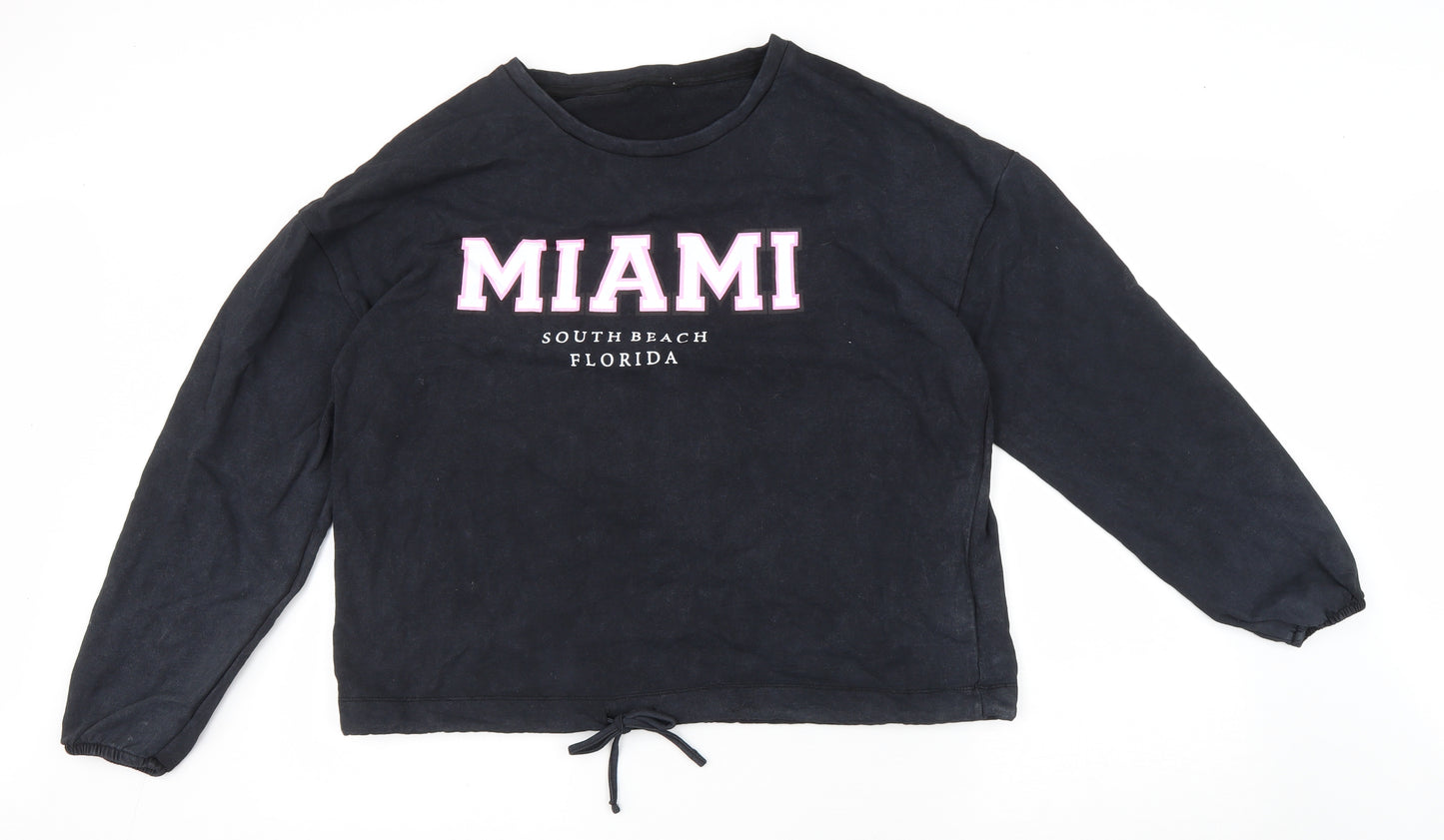 PEP & CO Womens Black Cotton Pullover Sweatshirt Size L Pullover - Miami