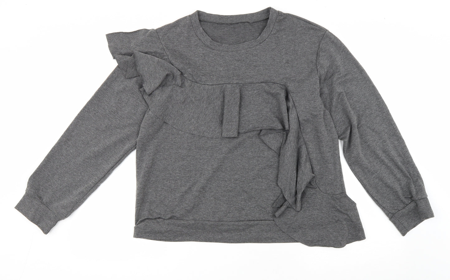 Preworn Womens Grey Polyester Basic T-Shirt Size M Round Neck
