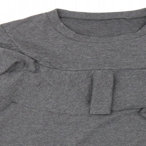 Preworn Womens Grey Polyester Basic T-Shirt Size M Round Neck