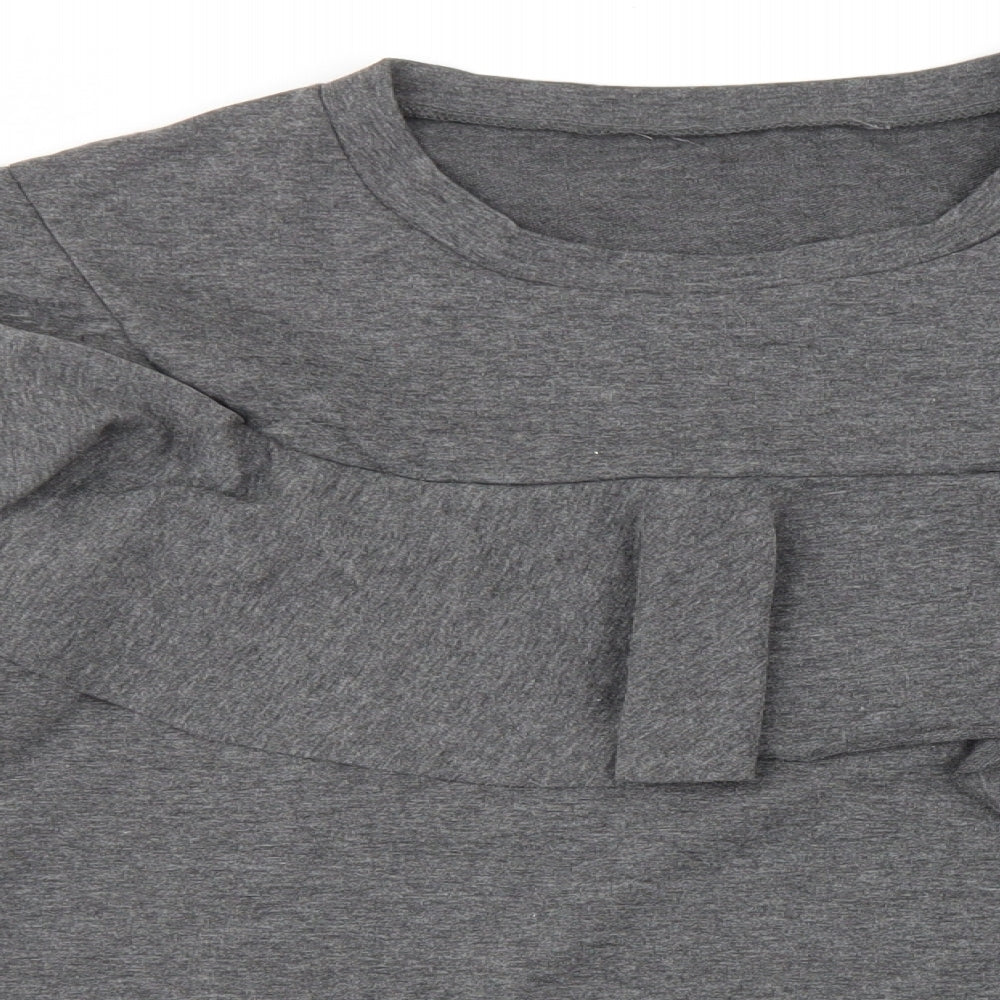 Preworn Womens Grey Polyester Basic T-Shirt Size M Round Neck