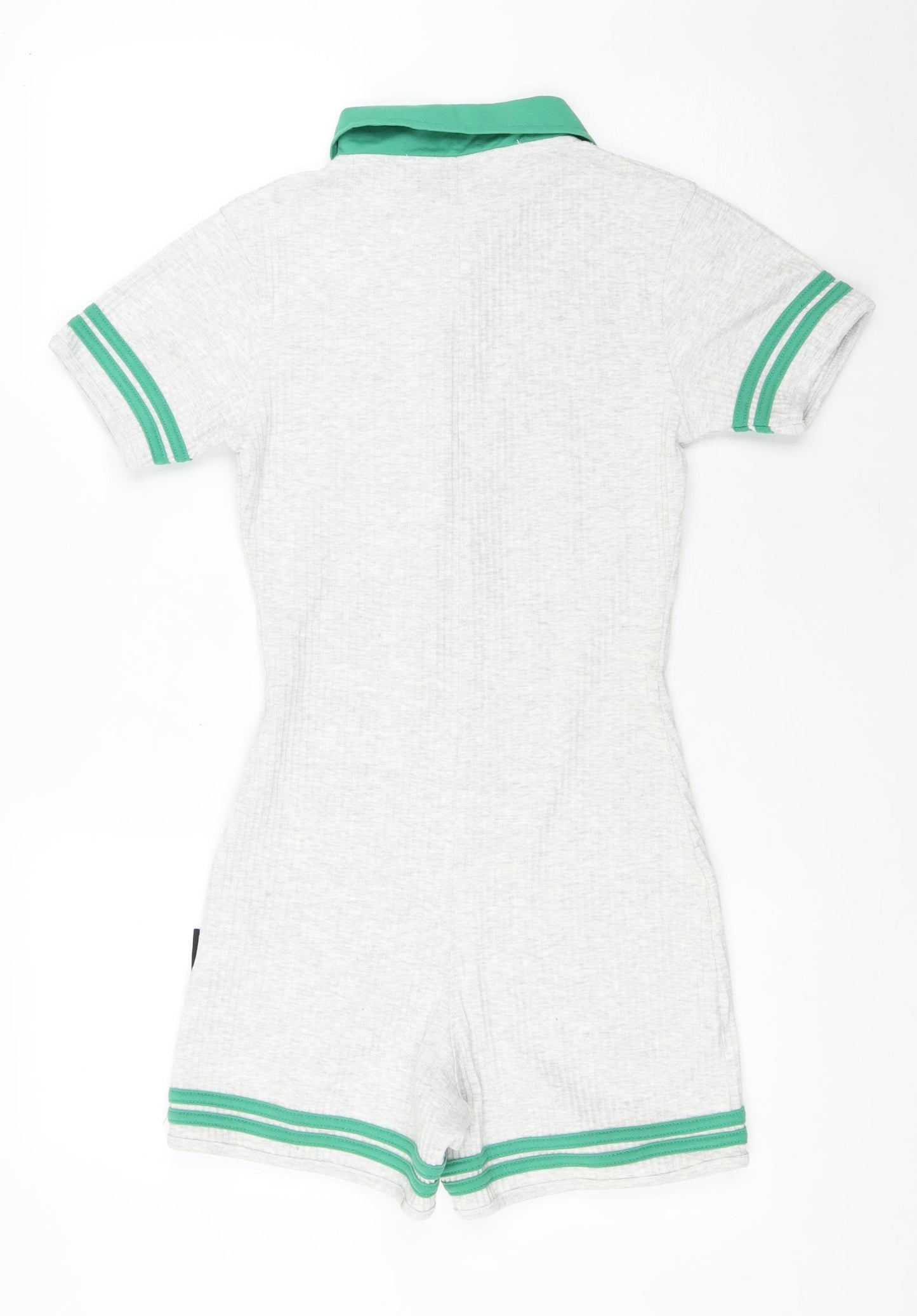 Misguided Womens Grey Striped Polyester Romper One-Piece Size 10 L4 in Button