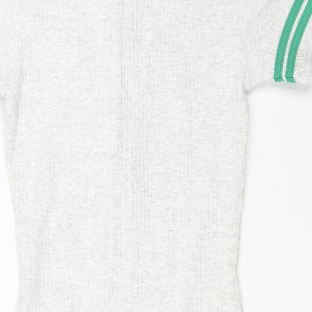 Misguided Womens Grey Striped Polyester Romper One-Piece Size 10 L4 in Button