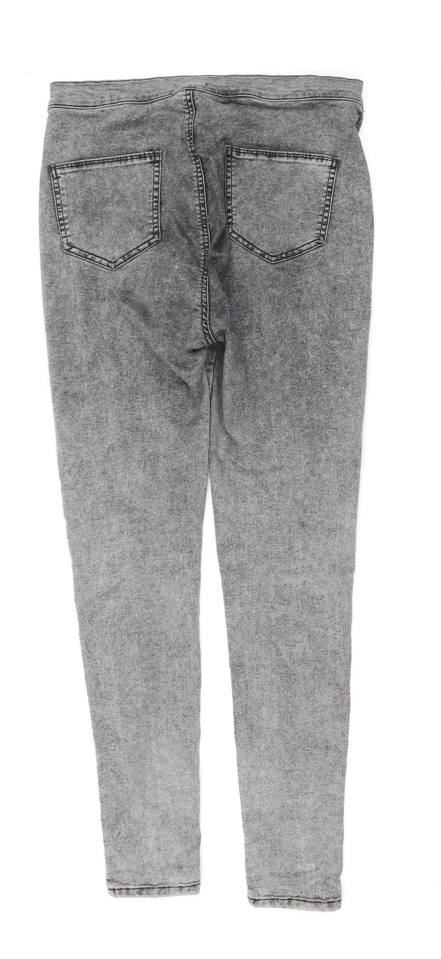 F&F Womens Grey Cotton Skinny Jeans Size 14 L29 in Regular Zip