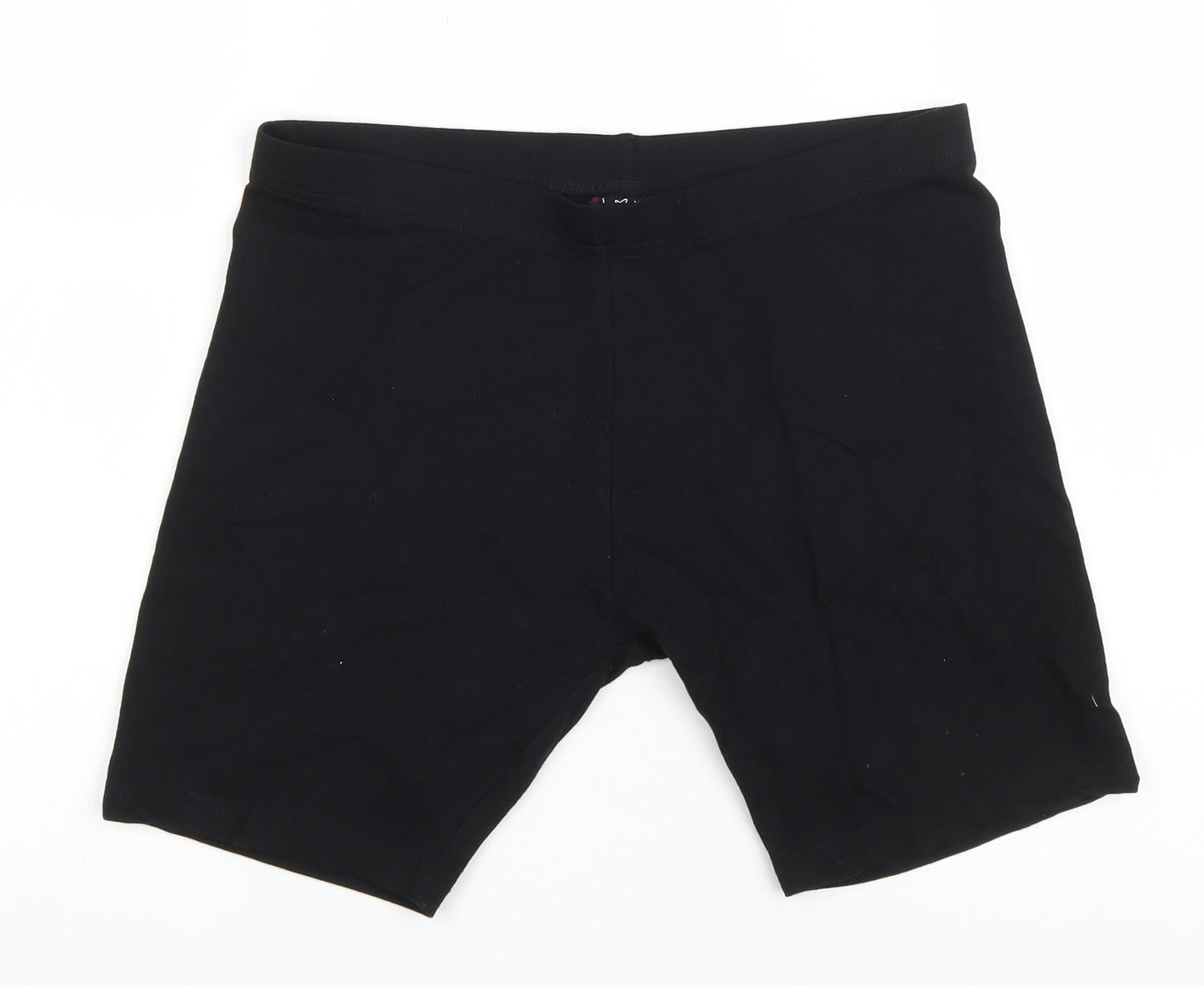 NEXT Girls Black Cotton Biker Shorts Size 16 Years Regular Drawstring