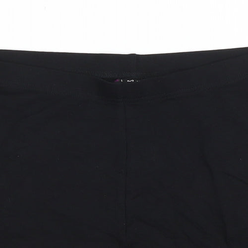 NEXT Girls Black Cotton Biker Shorts Size 16 Years Regular Drawstring