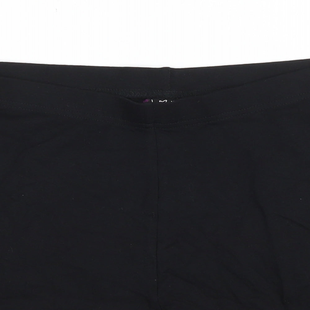 NEXT Girls Black Cotton Biker Shorts Size 16 Years Regular Drawstring