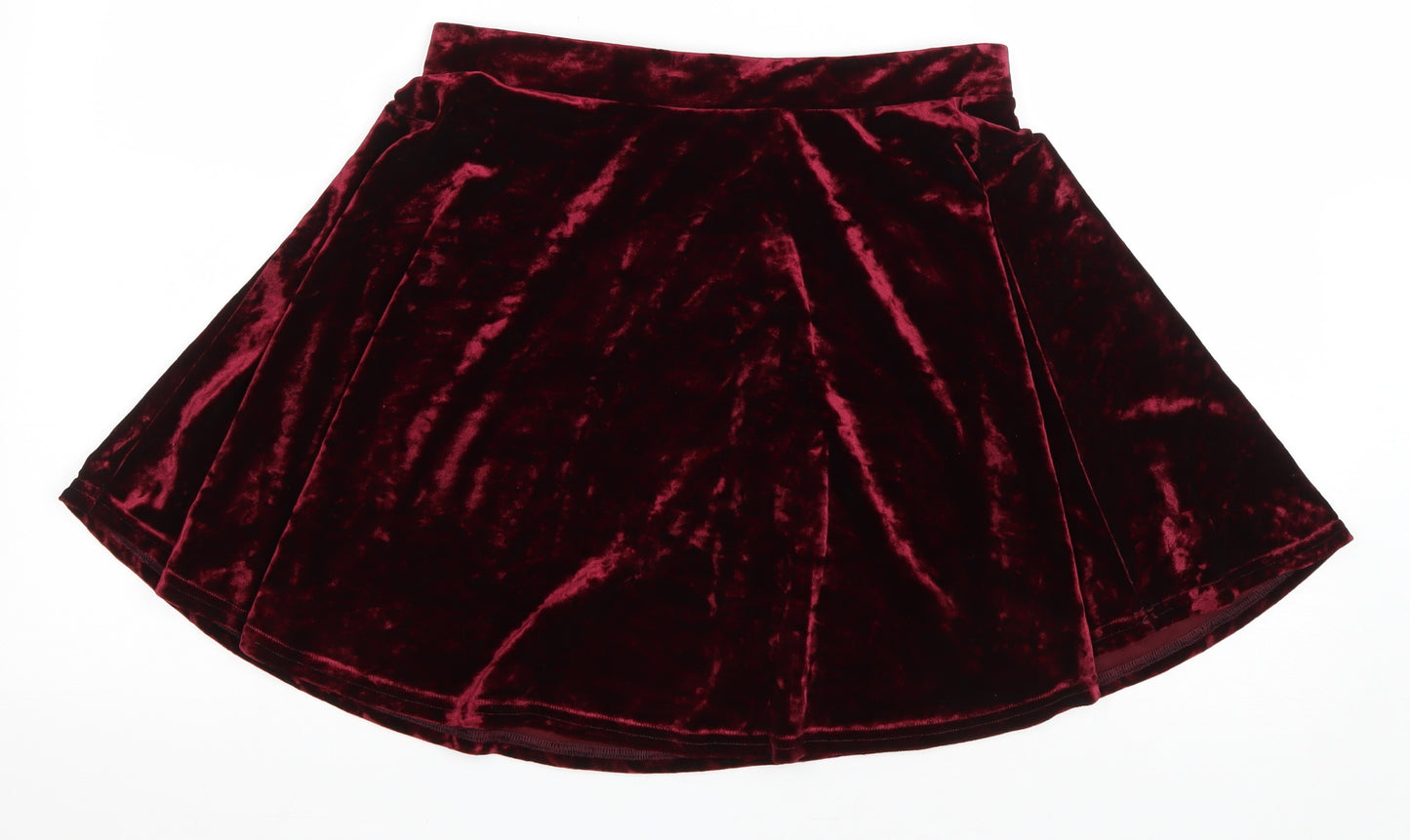 Topshop Womens Red Polyester Skater Skirt Size 12 Drawstring