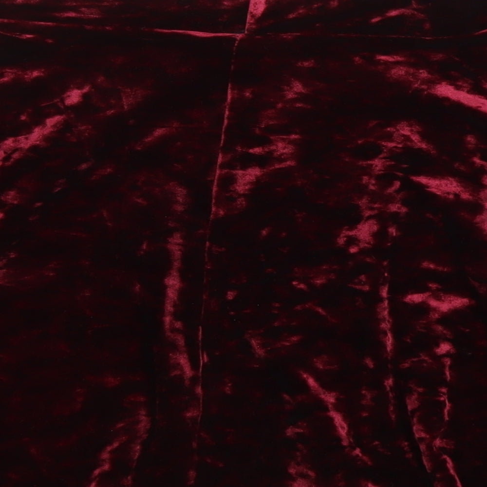 Topshop Womens Red Polyester Skater Skirt Size 12 Drawstring