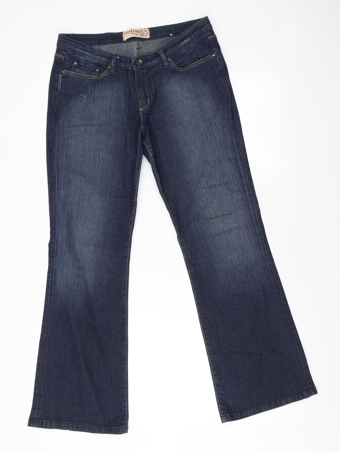 Firetrap Womens Blue Cotton Bootcut Jeans Size 32 in L30 in Regular Zip