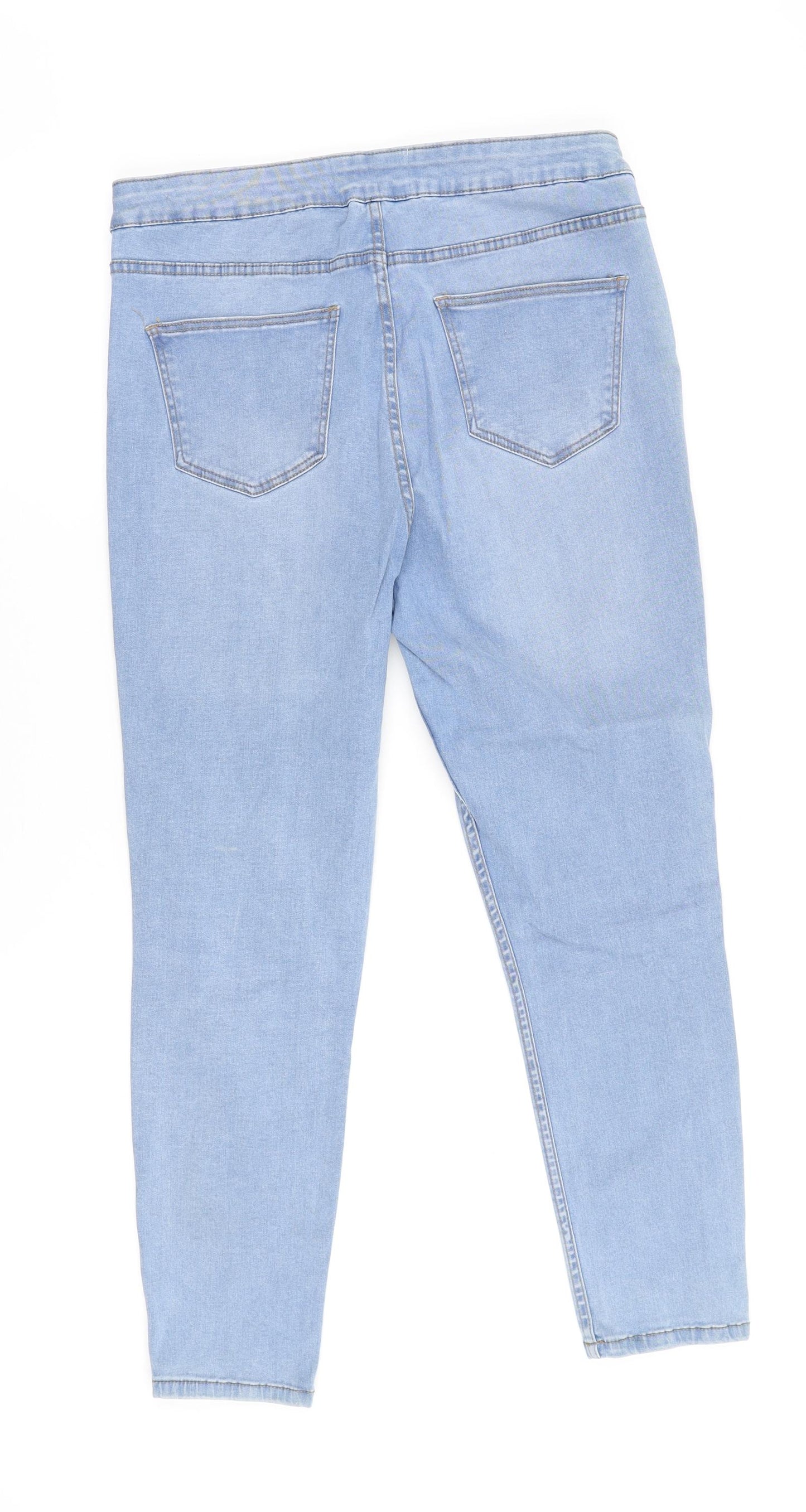 New Look Womens Blue Cotton Skinny Jeans Size 14 L25 in Regular Zip