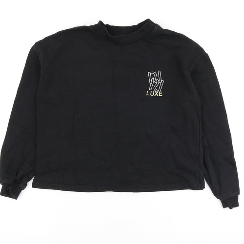 River Island Girls Black Polyester Pullover Sweatshirt Size 9-10 Years