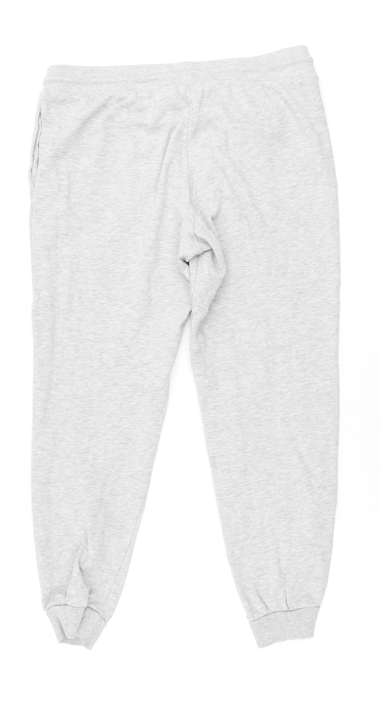 JACK & JONES Mens Grey Cotton Jogger Trousers Size L L26 in Regular Tie