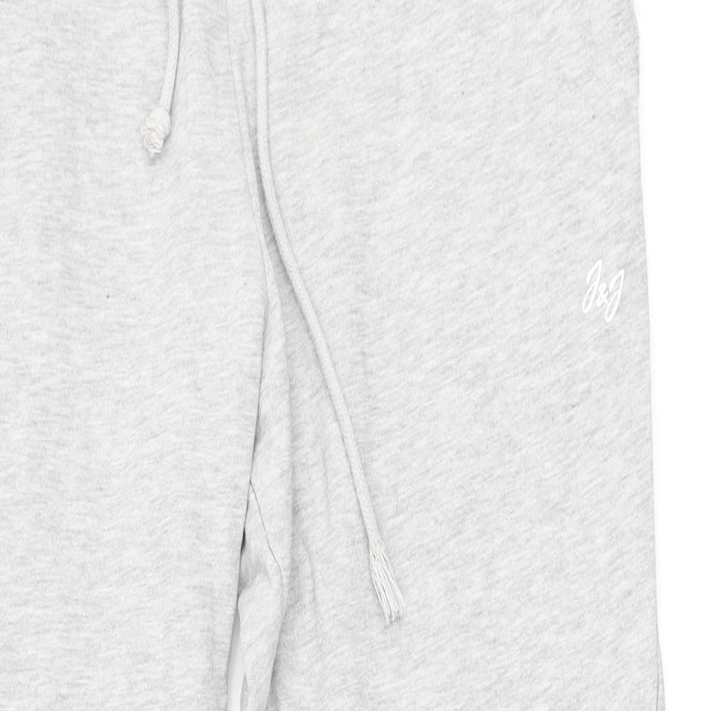 JACK & JONES Mens Grey Cotton Jogger Trousers Size L L26 in Regular Tie