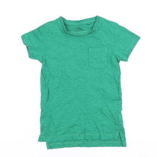 NEXT Boys Green Cotton Basic T-Shirt Size 4 Years Round Neck Pullover - Pocket Detail