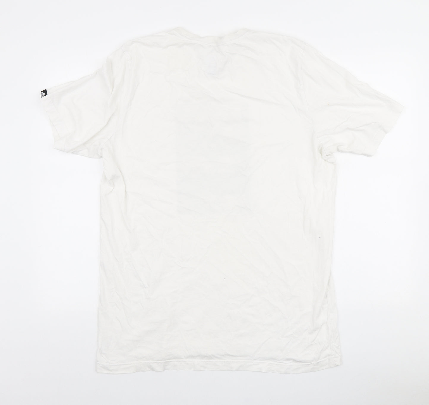 adidas Mens White Cotton T-Shirt Size L Round Neck