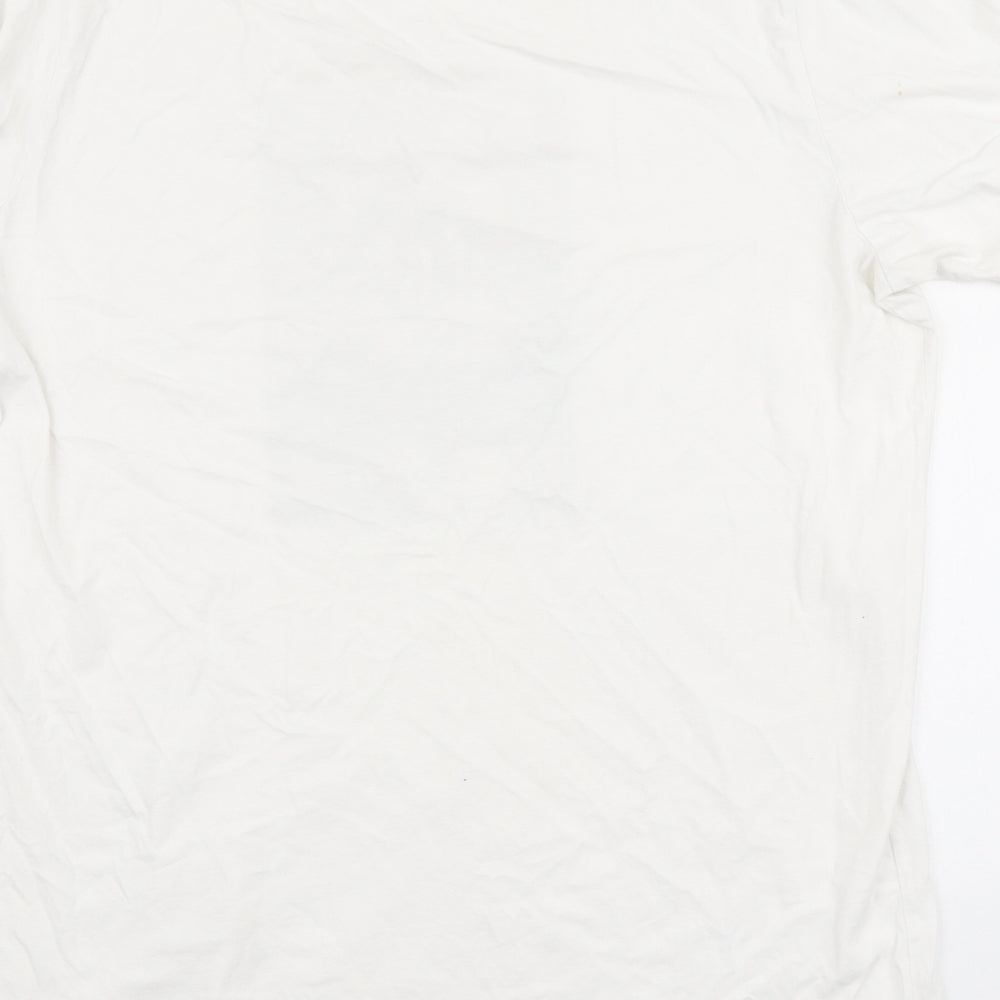 adidas Mens White Cotton T-Shirt Size L Round Neck