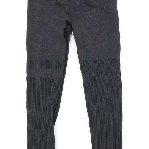 persue fitness Womens Black Polyester Compression Leggings Size S L23 in Regular Pullover - Elasticated waist