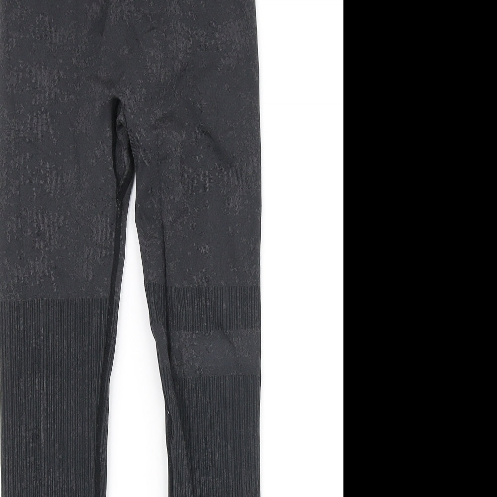 persue fitness Womens Black Polyester Compression Leggings Size S L23 in Regular Pullover - Elasticated waist