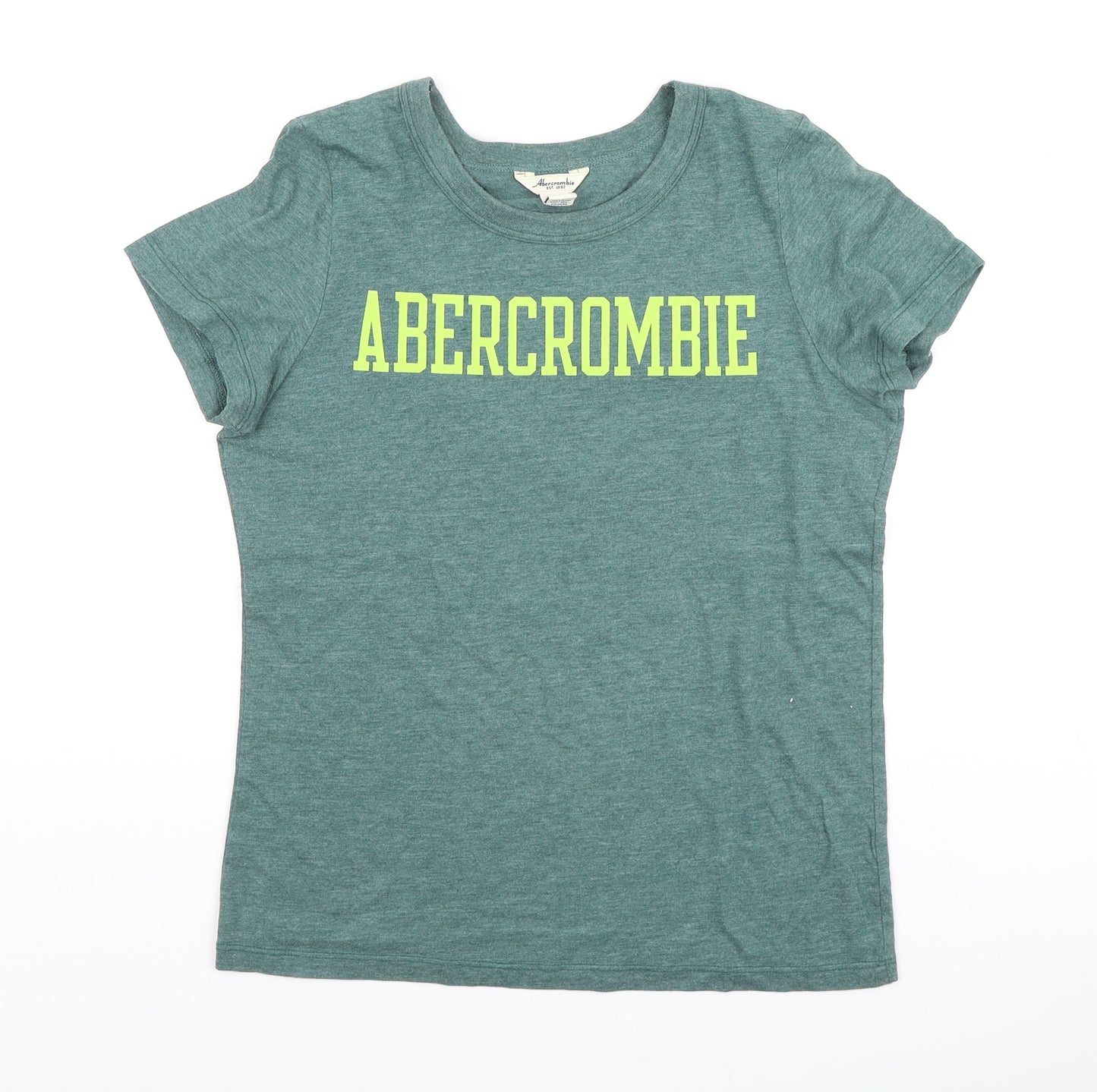 Abercrombie & Fitch Womens Green Cotton Basic T-Shirt Size L Round Neck