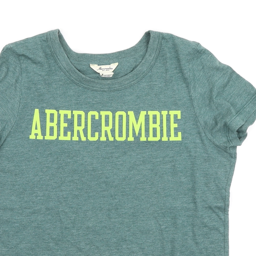 Abercrombie & Fitch Womens Green Cotton Basic T-Shirt Size L Round Neck