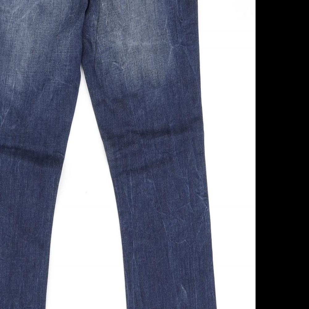 NEXT Womens Blue Polyester Wide-Leg Jeans Size 14 L29 in Regular Zip