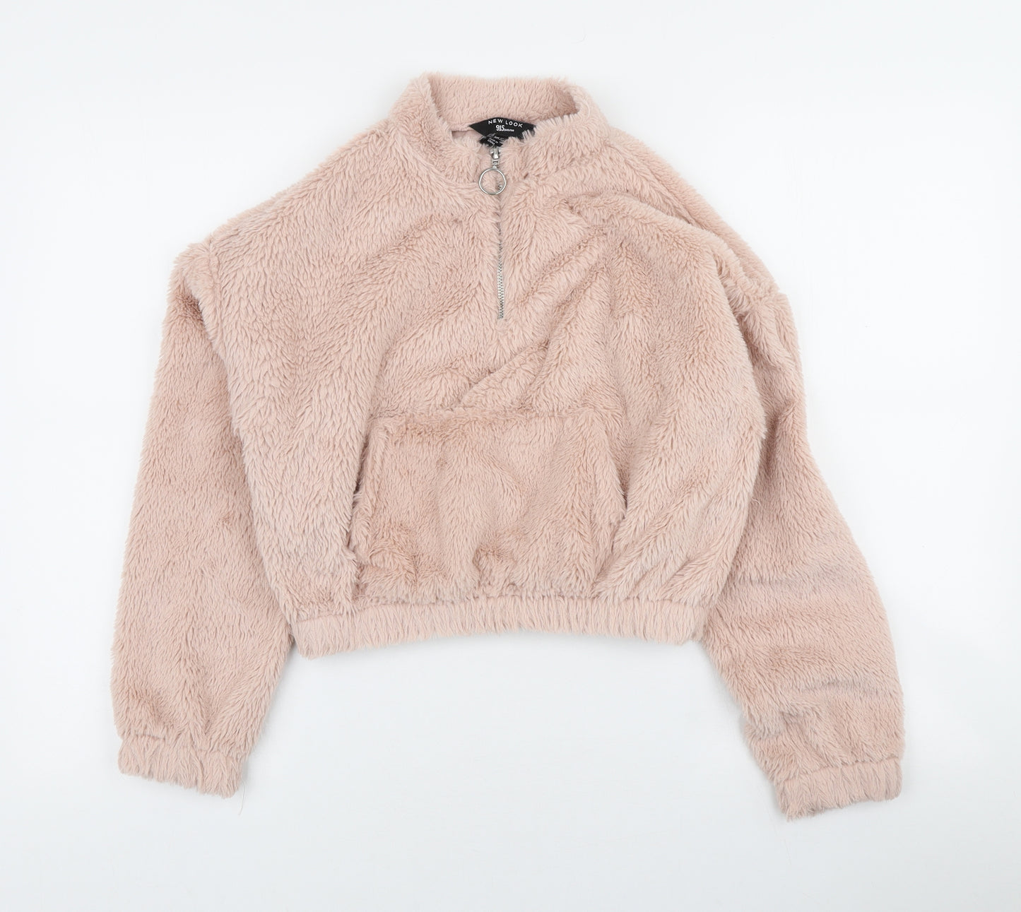 New Look Girls Pink Polyester Pullover Sweatshirt Size 12-13 Years Zip - 1/4 Zip fluffy