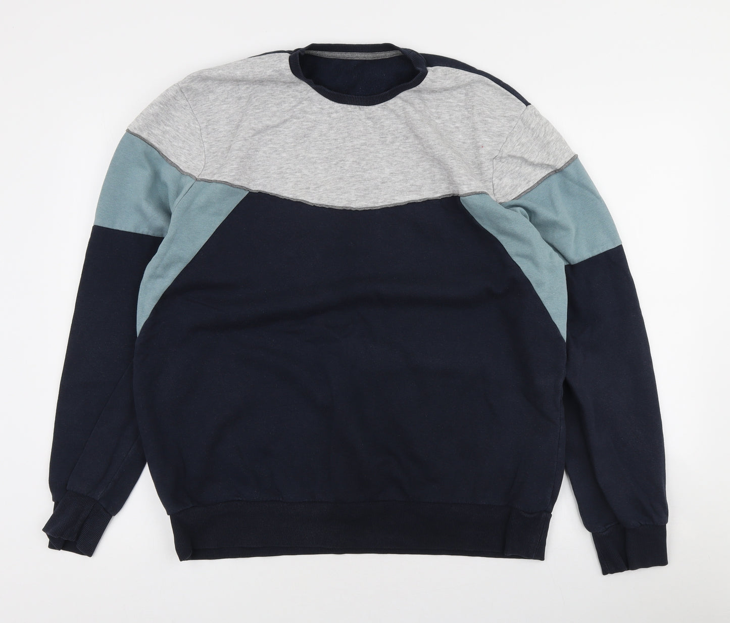 George Mens Blue Cotton Pullover Sweatshirt Size L - Colourblock