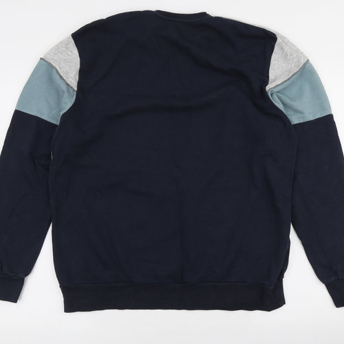 George Mens Blue Cotton Pullover Sweatshirt Size L - Colourblock