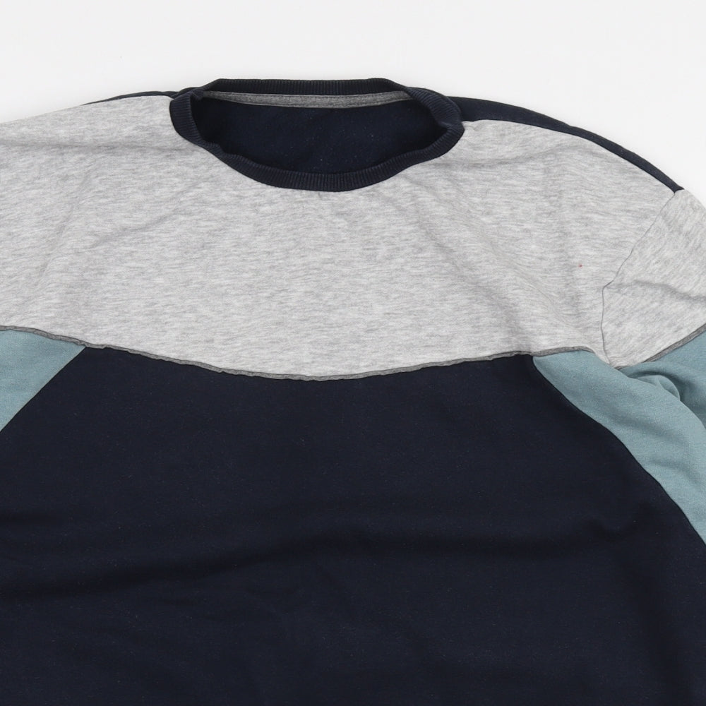 George Mens Blue Cotton Pullover Sweatshirt Size L - Colourblock
