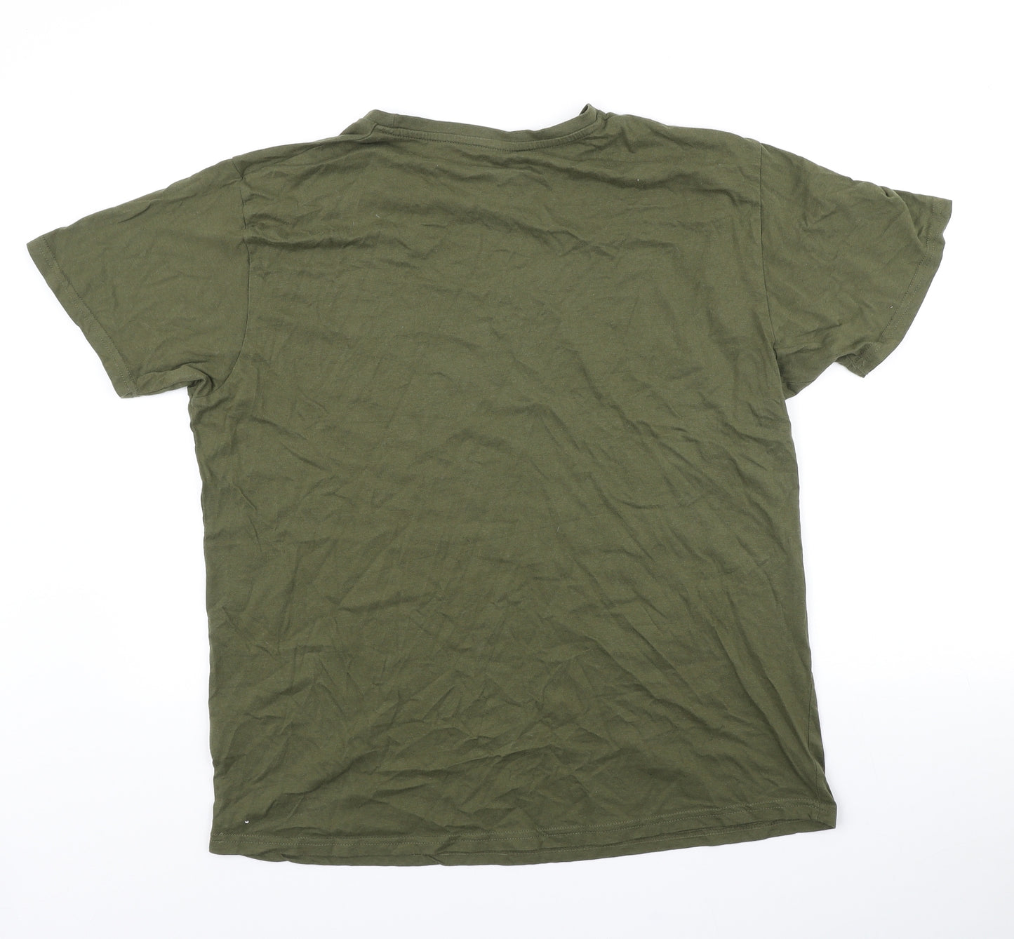 Primark Mens Green Cotton T-Shirt Size L Round Neck