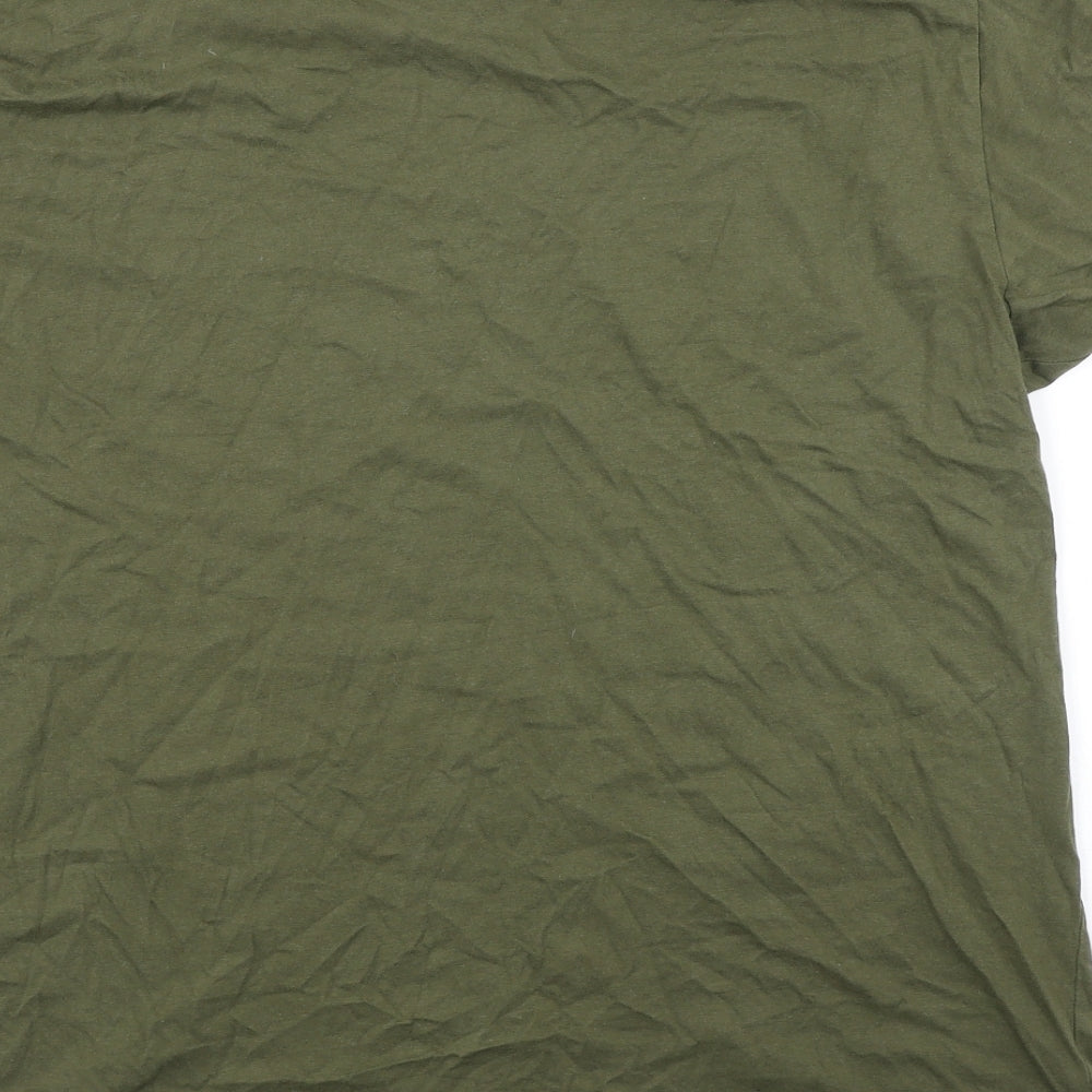 Primark Mens Green Cotton T-Shirt Size L Round Neck