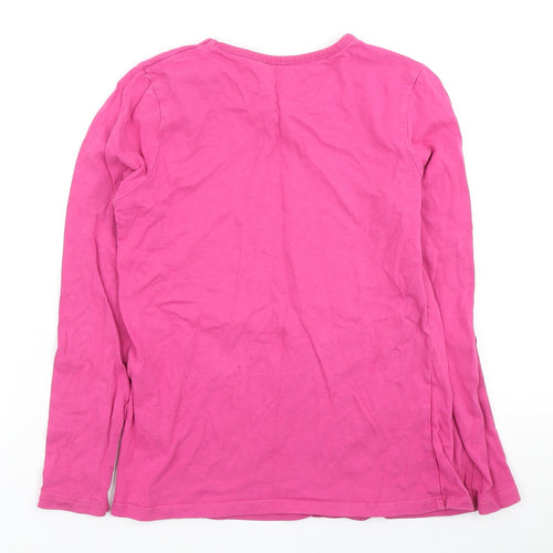 George Girls Pink Cotton Pullover Casual Size 9-10 Years Round Neck - Embellished sleeve detail