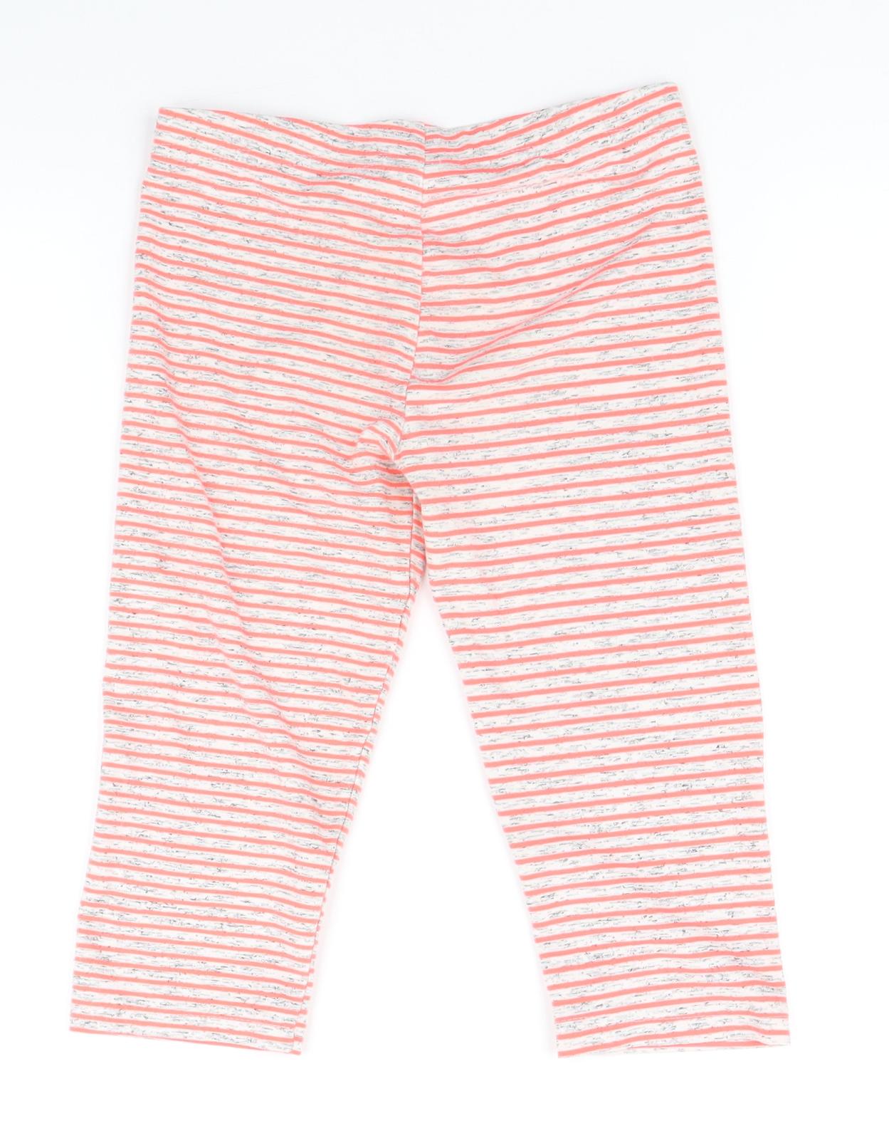 NEXT Girls Orange Striped Polyester Jegging Trousers Size 9 Months Regular
