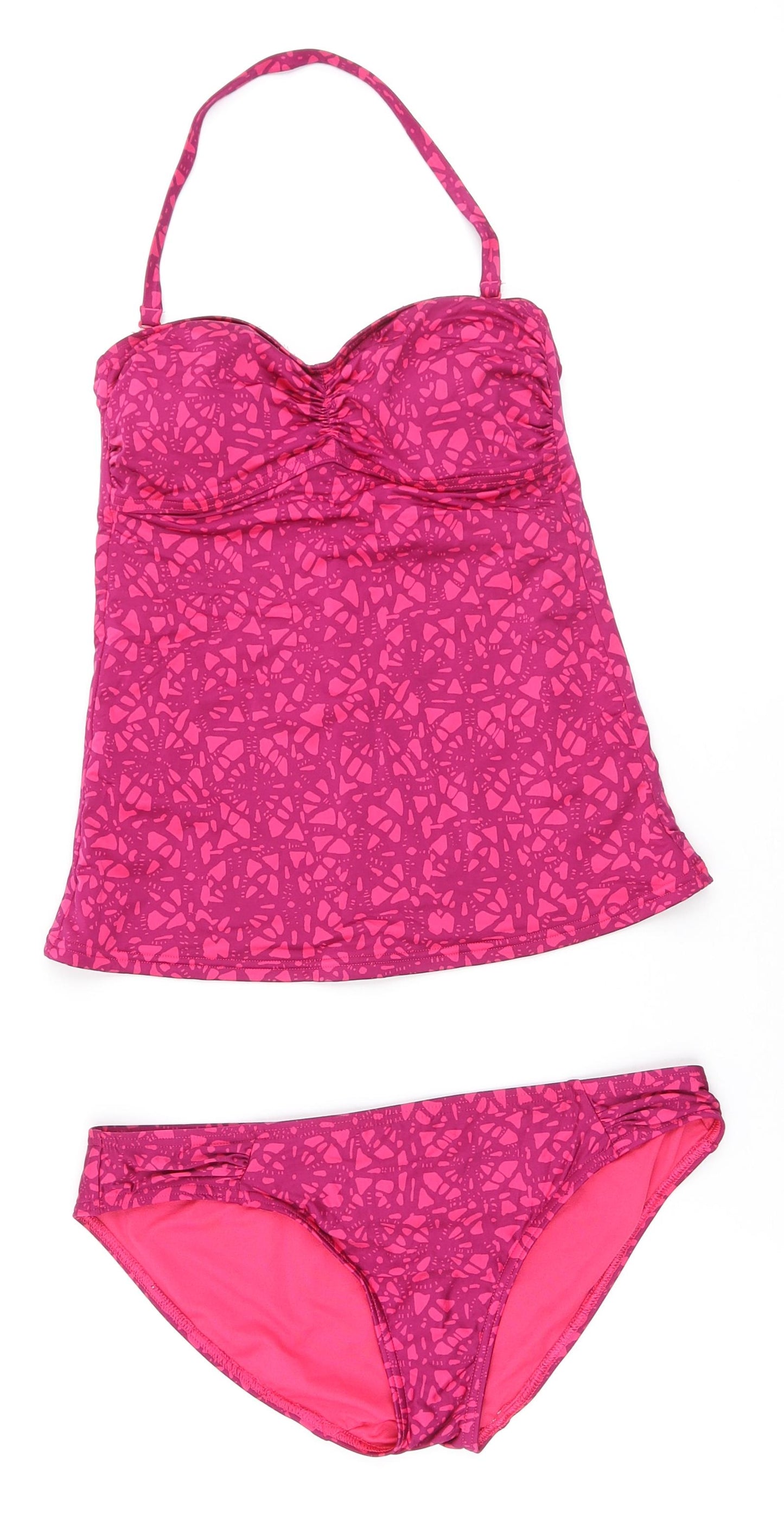 Marks and Spencer Womens Pink Geometric Polyamide Bikini Size 10