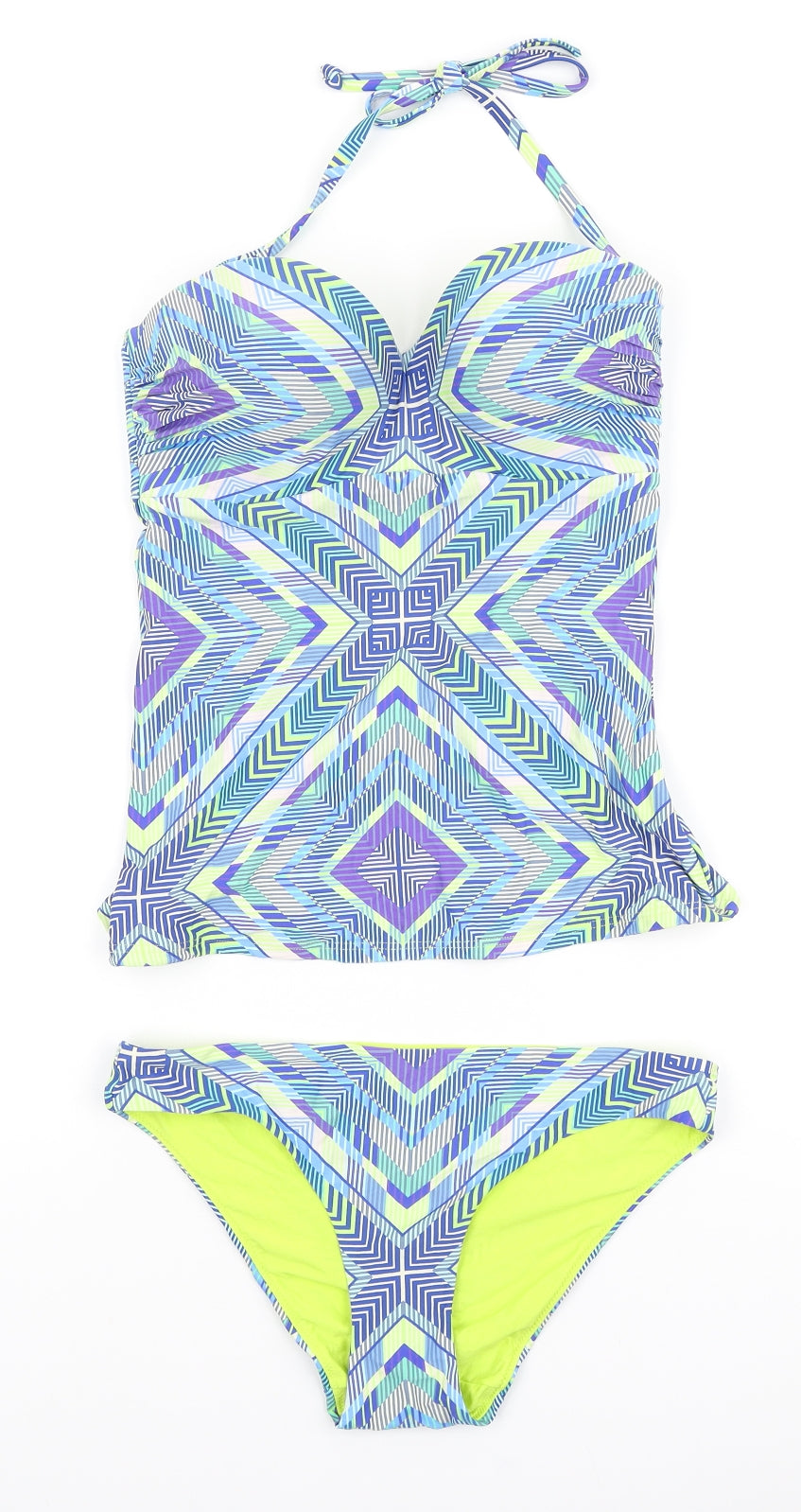 NEXT Womens Multicoloured Geometric Nylon Bikini Size 10 - Neon