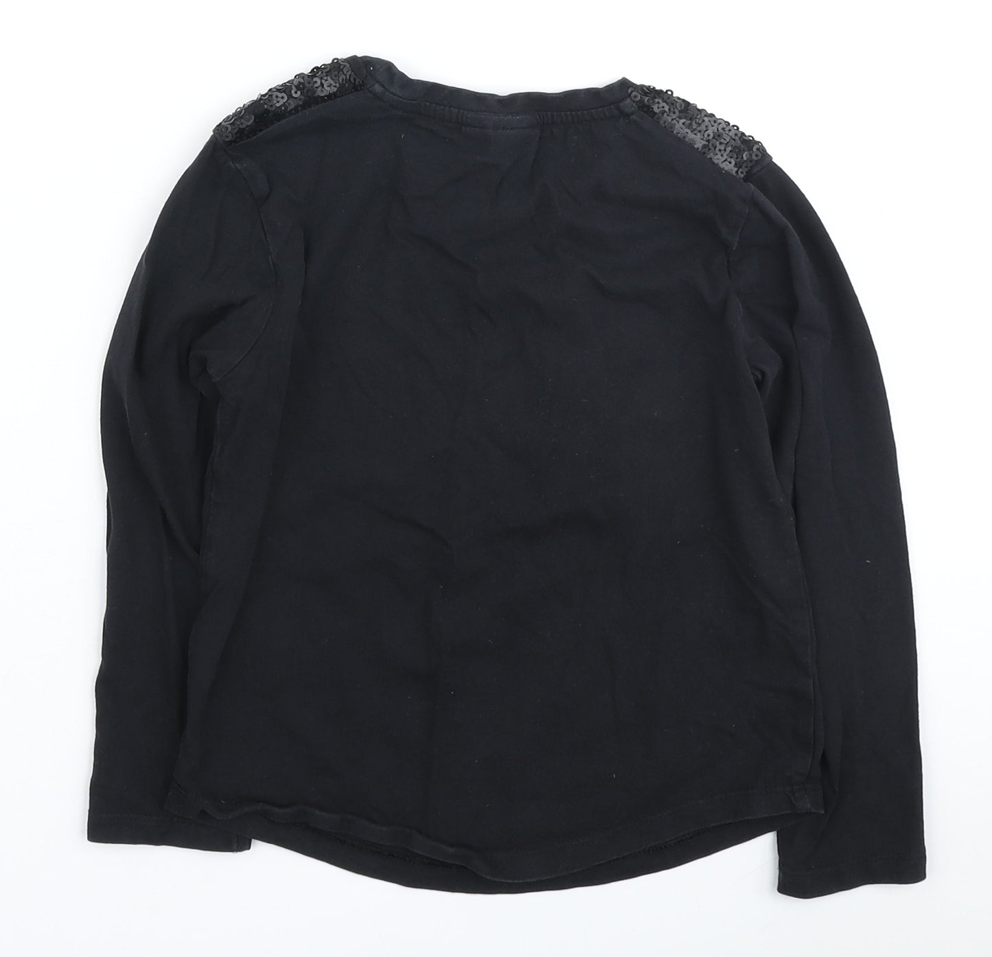 I love Girlswear Girls Black Cotton Basic Casual Size 8 Years Round Neck - Sequin detail