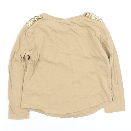 I love Girlswear Girls Ivory Cotton Basic T-Shirt Size 9 Years Round Neck - Sequin detail