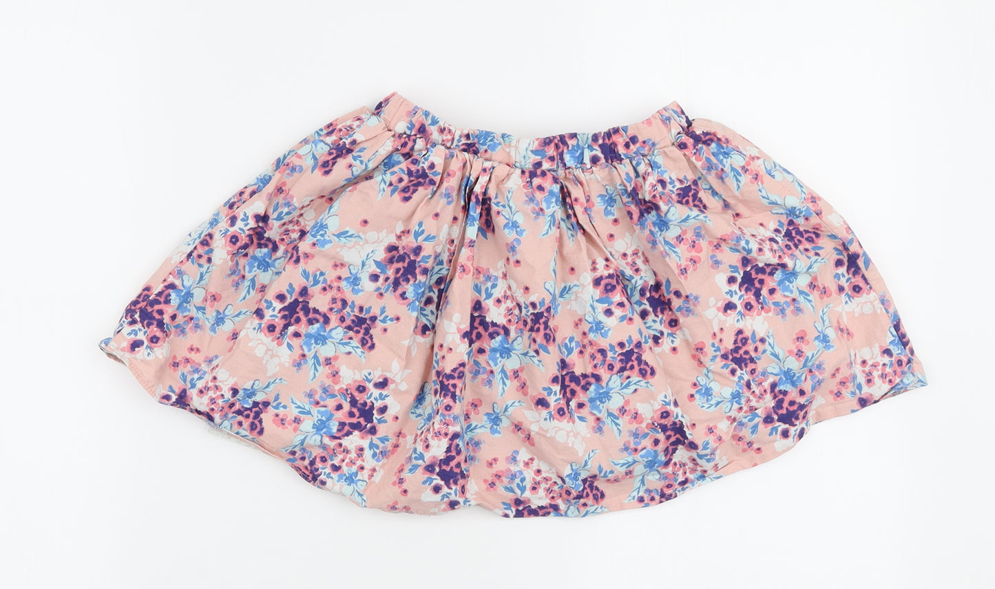 F&F Girls Pink Floral Cotton Skater Skirt Size 6-7 Years Regular