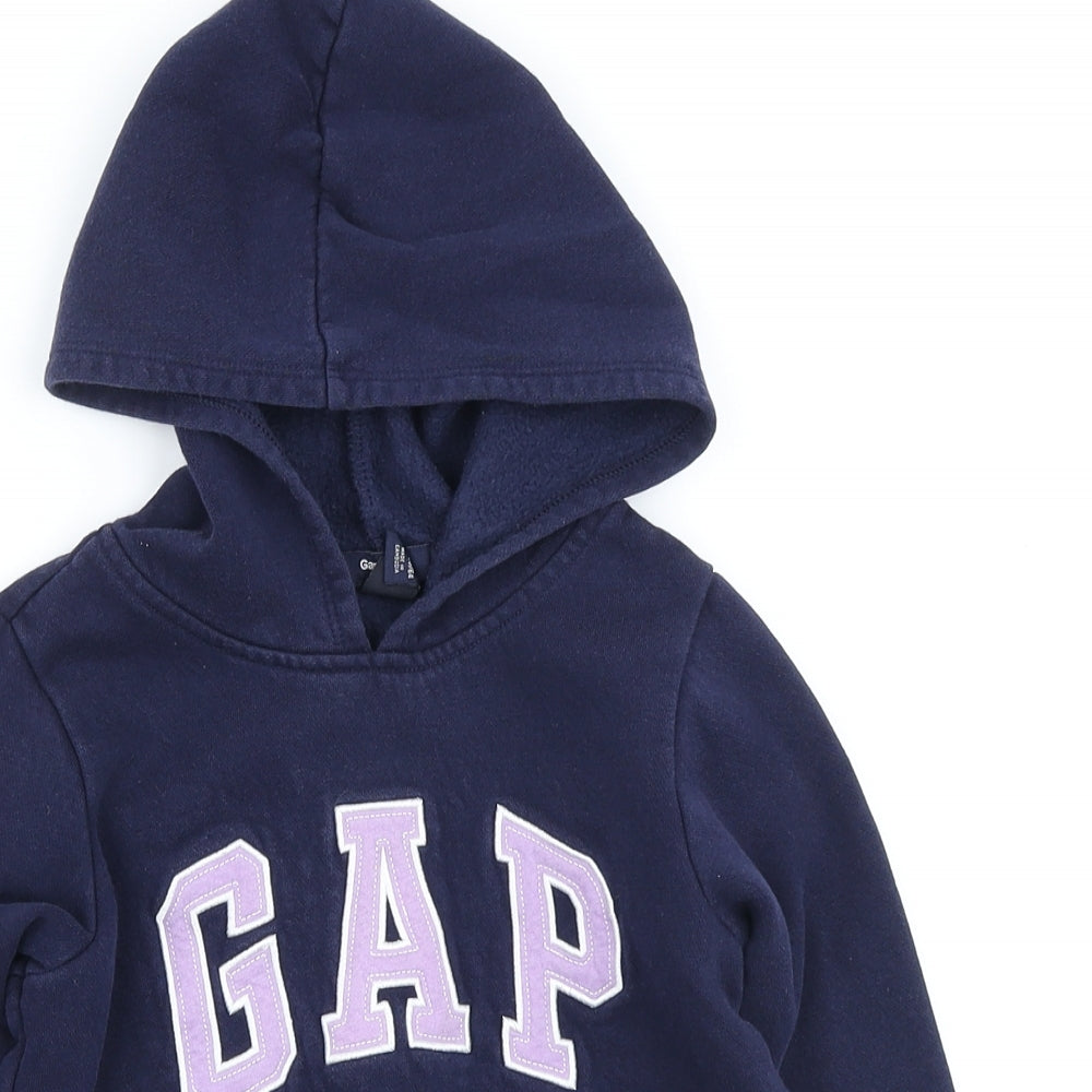 Gap Girls Blue Polyester Henley Hoodie Size 6-7 Years
