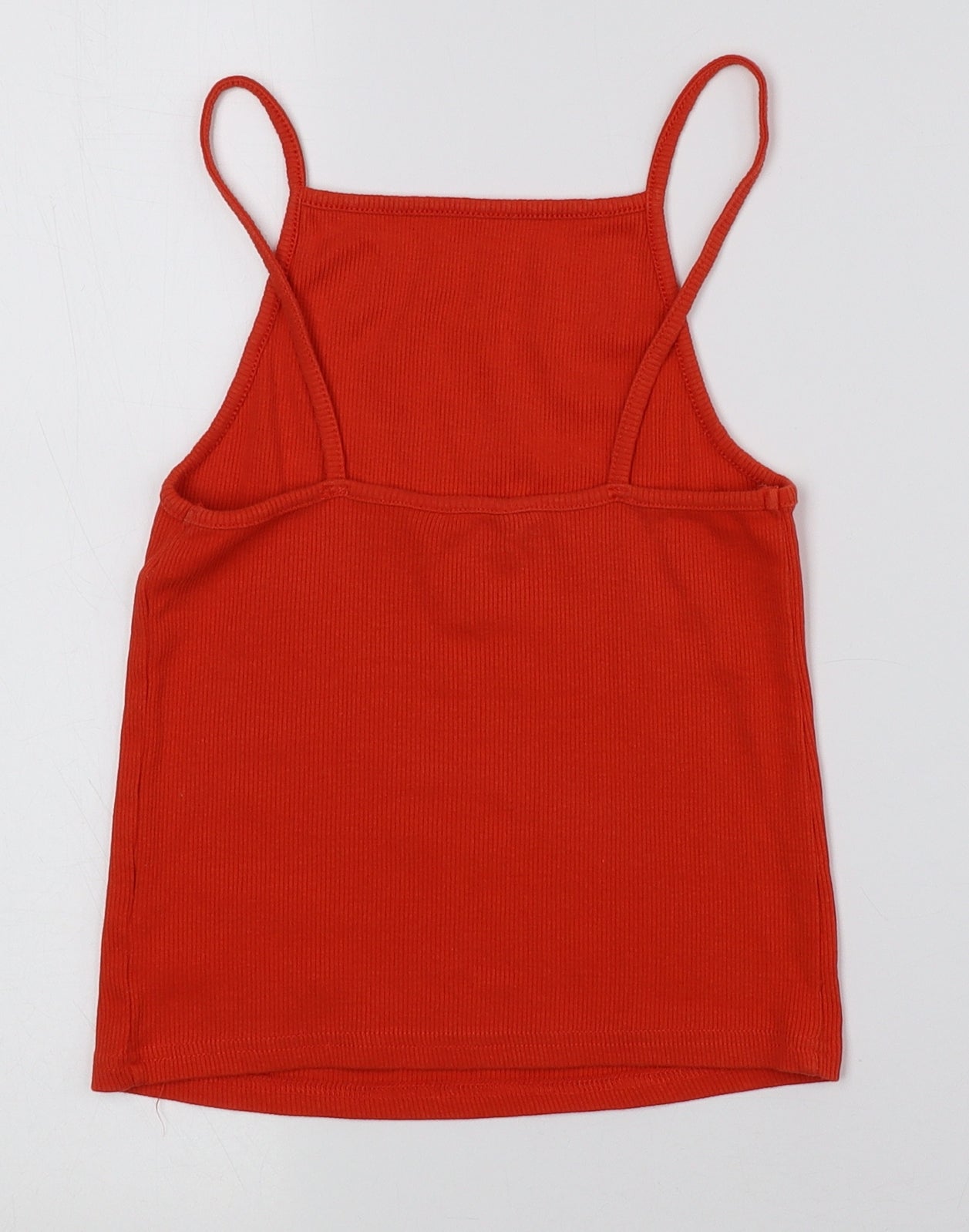 New Look Womens Orange Cotton Cropped Tank Size 10 Square Neck - Ribbed
