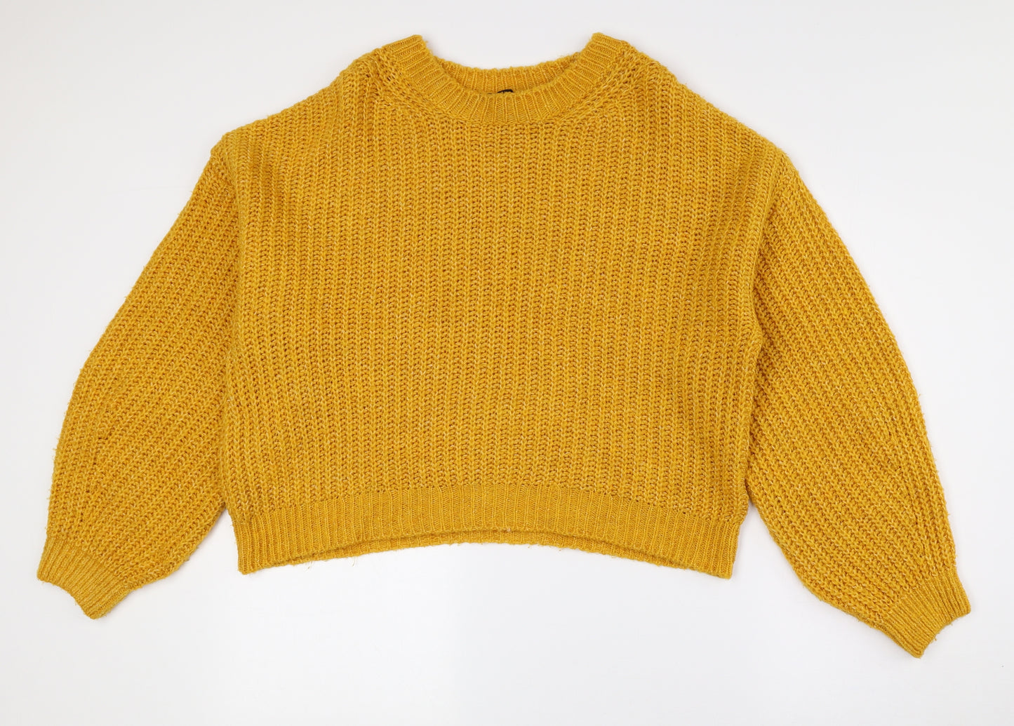 New Look Womens Yellow Crew Neck Acrylic Pullover Jumper Size M