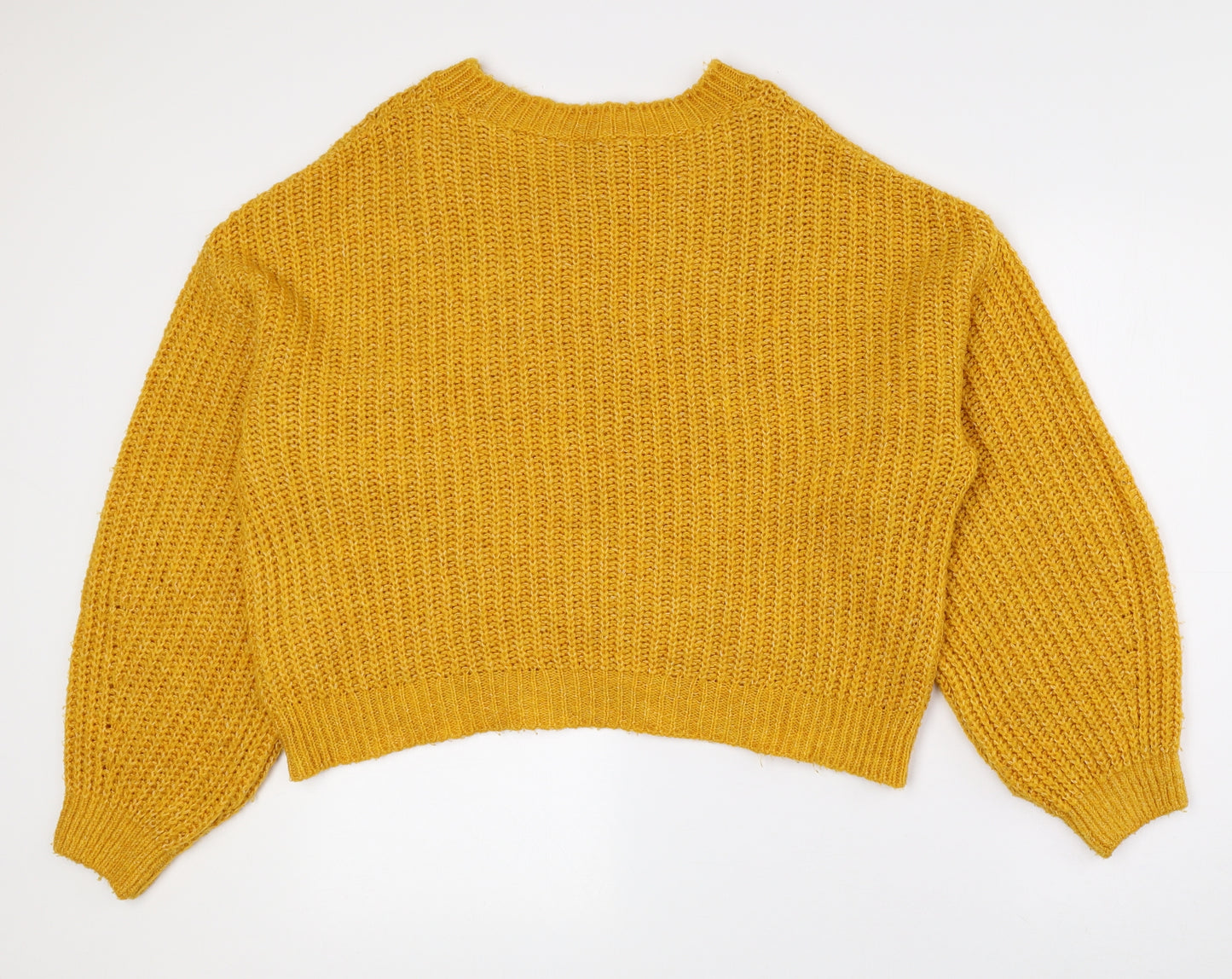 New Look Womens Yellow Crew Neck Acrylic Pullover Jumper Size M