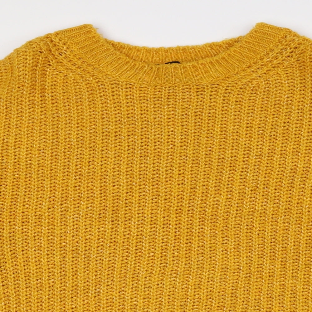 New Look Womens Yellow Crew Neck Acrylic Pullover Jumper Size M