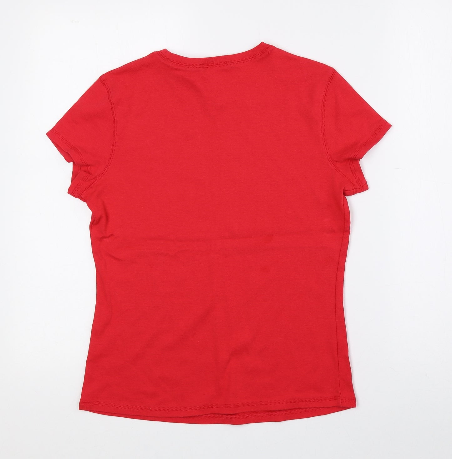 Marks and Spencer Womens Red 100% Cotton Basic T-Shirt Size 14 Crew Neck - Irresistible