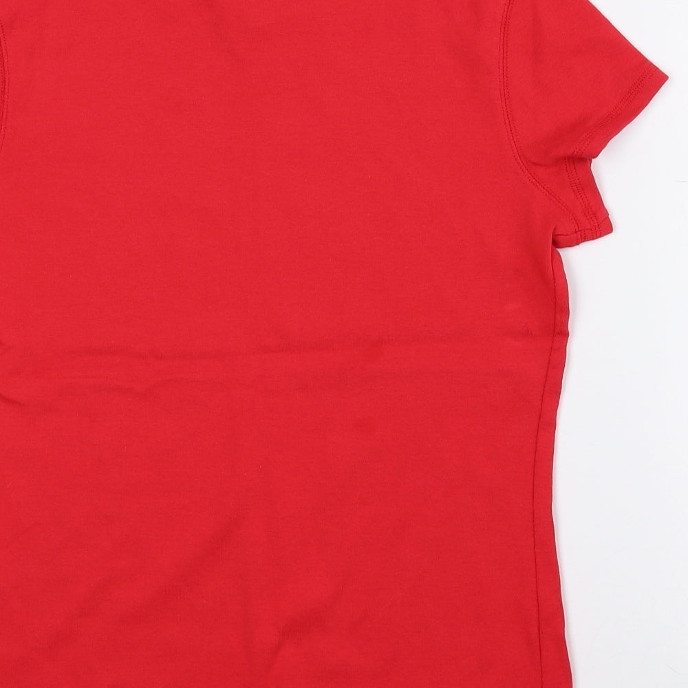 Marks and Spencer Womens Red 100% Cotton Basic T-Shirt Size 14 Crew Neck - Irresistible
