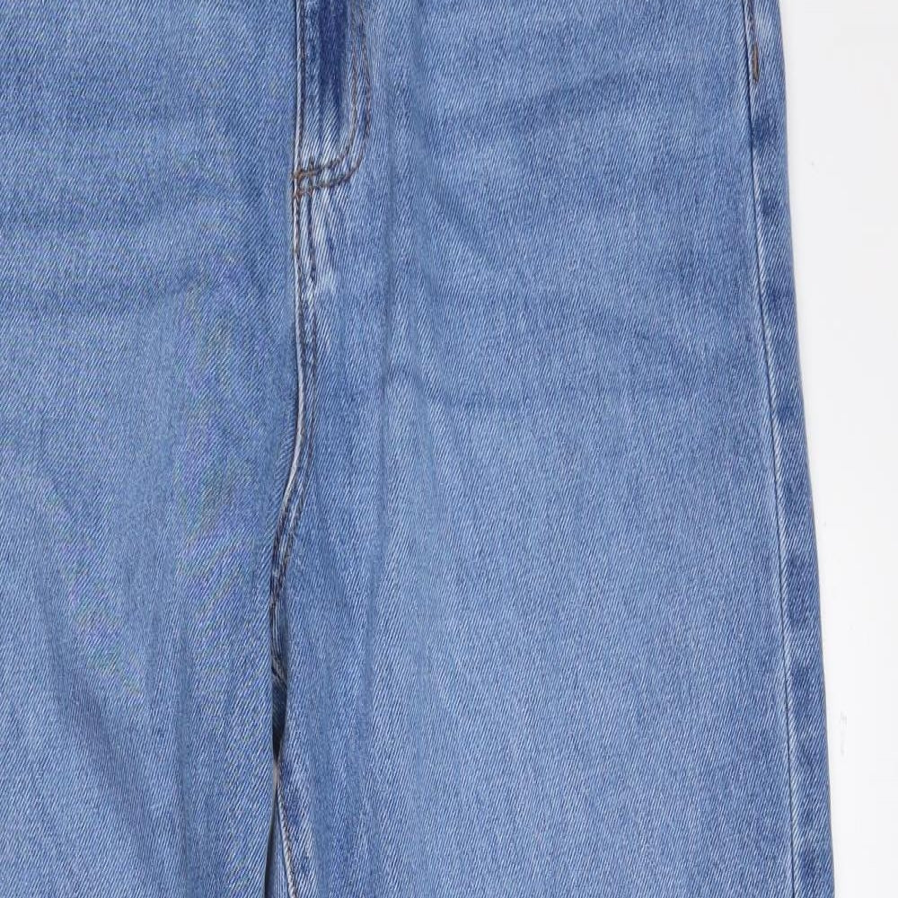 George Womens Blue Cotton Wide-Leg Jeans Size 14 L25.5 in Regular Zip