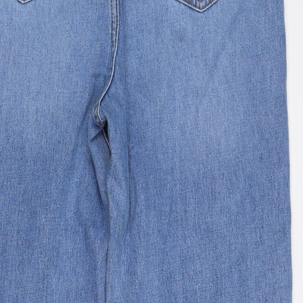 George Womens Blue Cotton Wide-Leg Jeans Size 14 L25.5 in Regular Zip